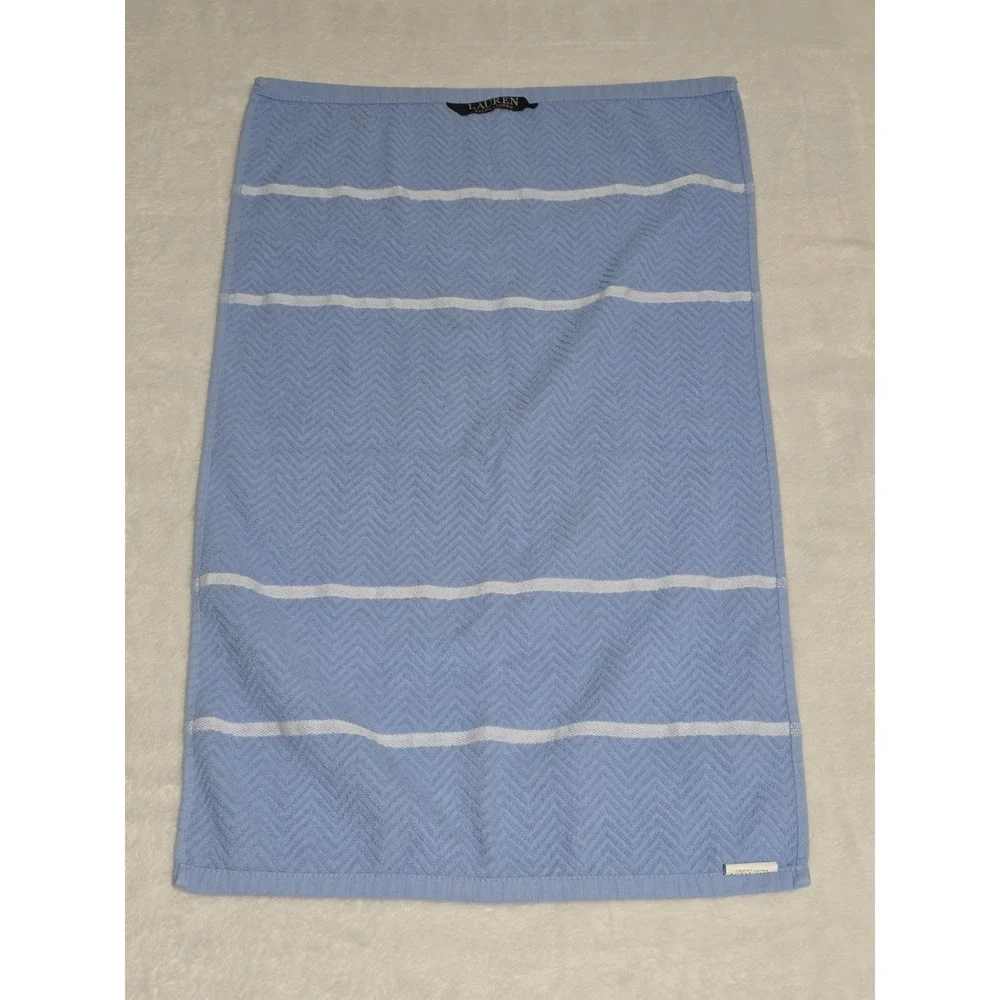 Lauren Ralph Lauren hand towel texture herringbone light blue white stripes